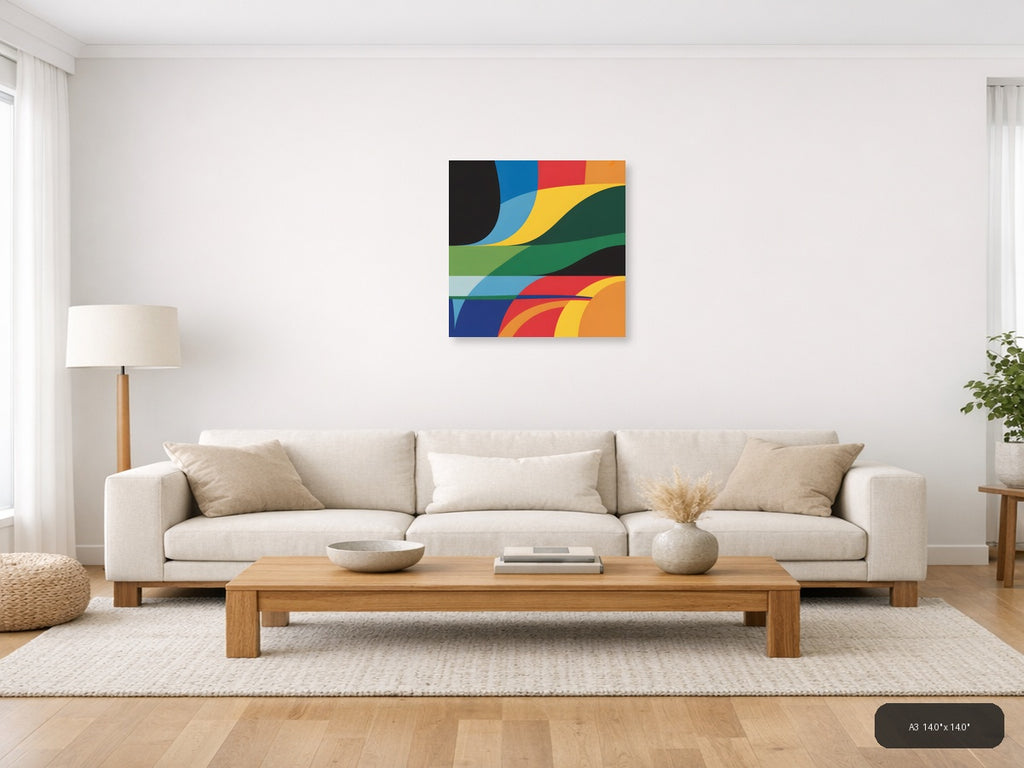 Colorful Abstract Waves Photography Wall Art — A3 / Living Room