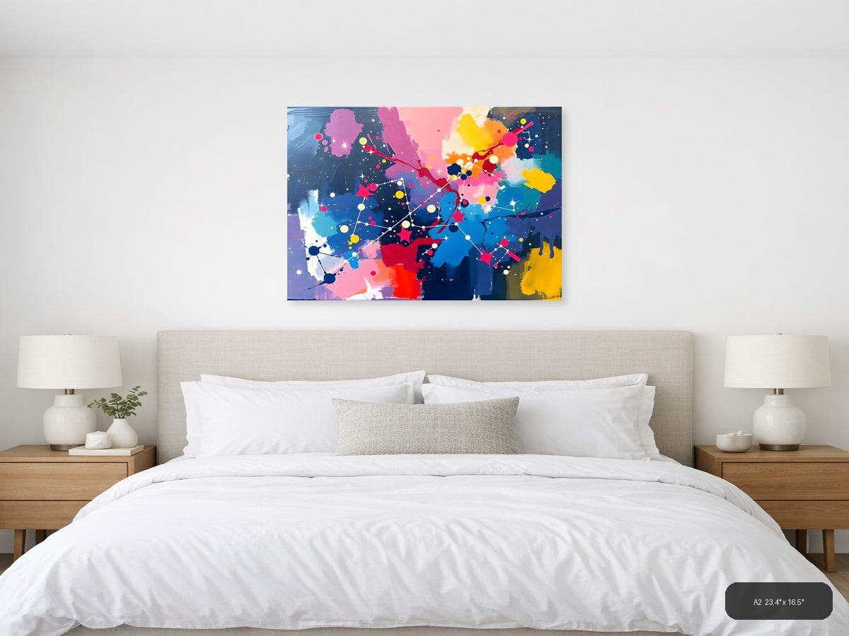 Colorful Abstract Network Constellation Wall Art — A2 / Bedroom