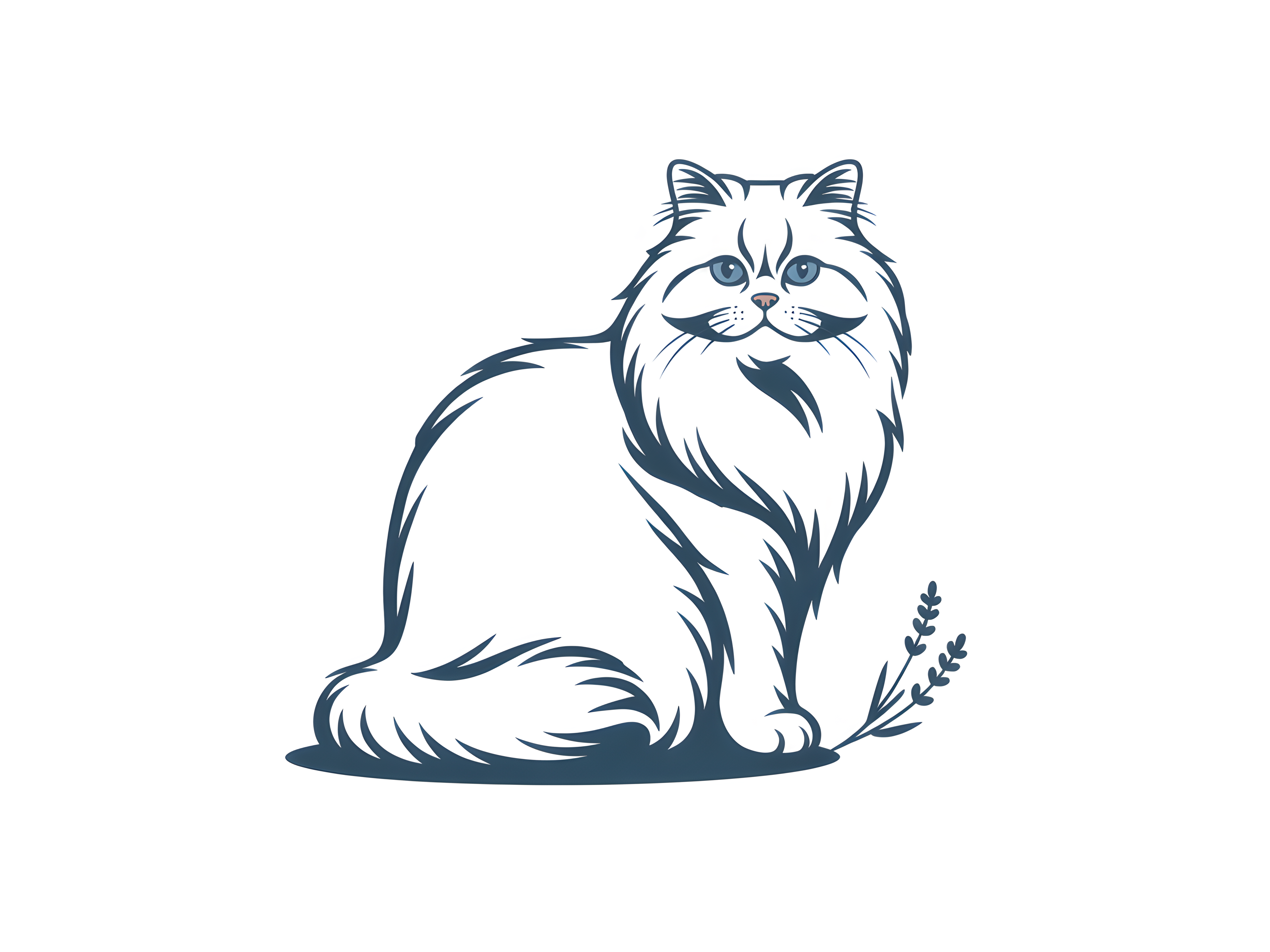 Minimalist Persian Cat with Mustache Wall Art
