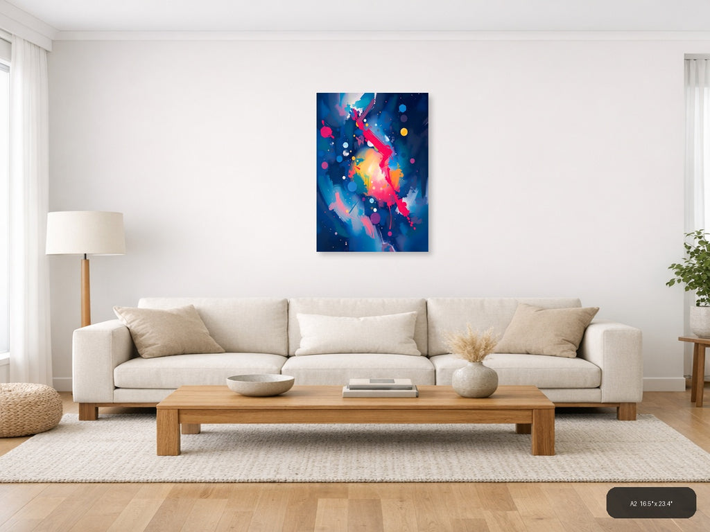 Vibrant Abstract Cosmic Explosion | Modern Wall Art — A2 / Living Room