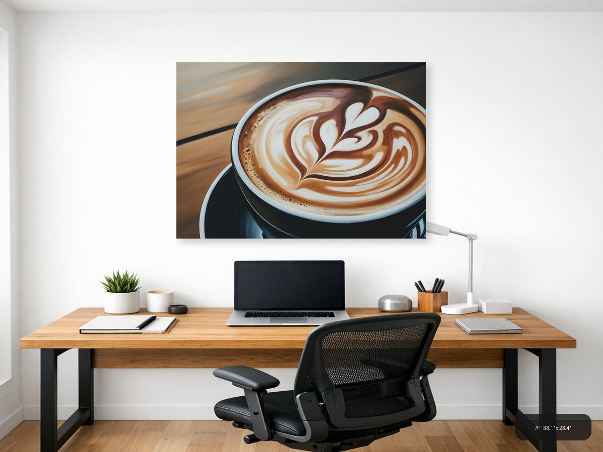 Abstract Latte Art Coffee Cup Landscape Wall Art — A1 / Office