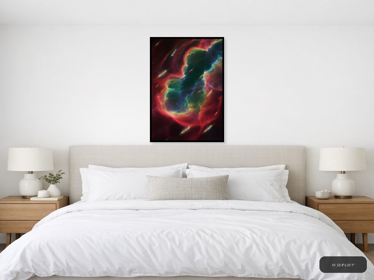 Vibrant Abstract Nebula Swirl - Colorful Modern Wall Art — A1 / Bedroom