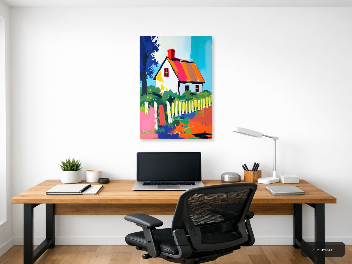 Colorful Abstract Cottage House Wall Art — A1 / Office