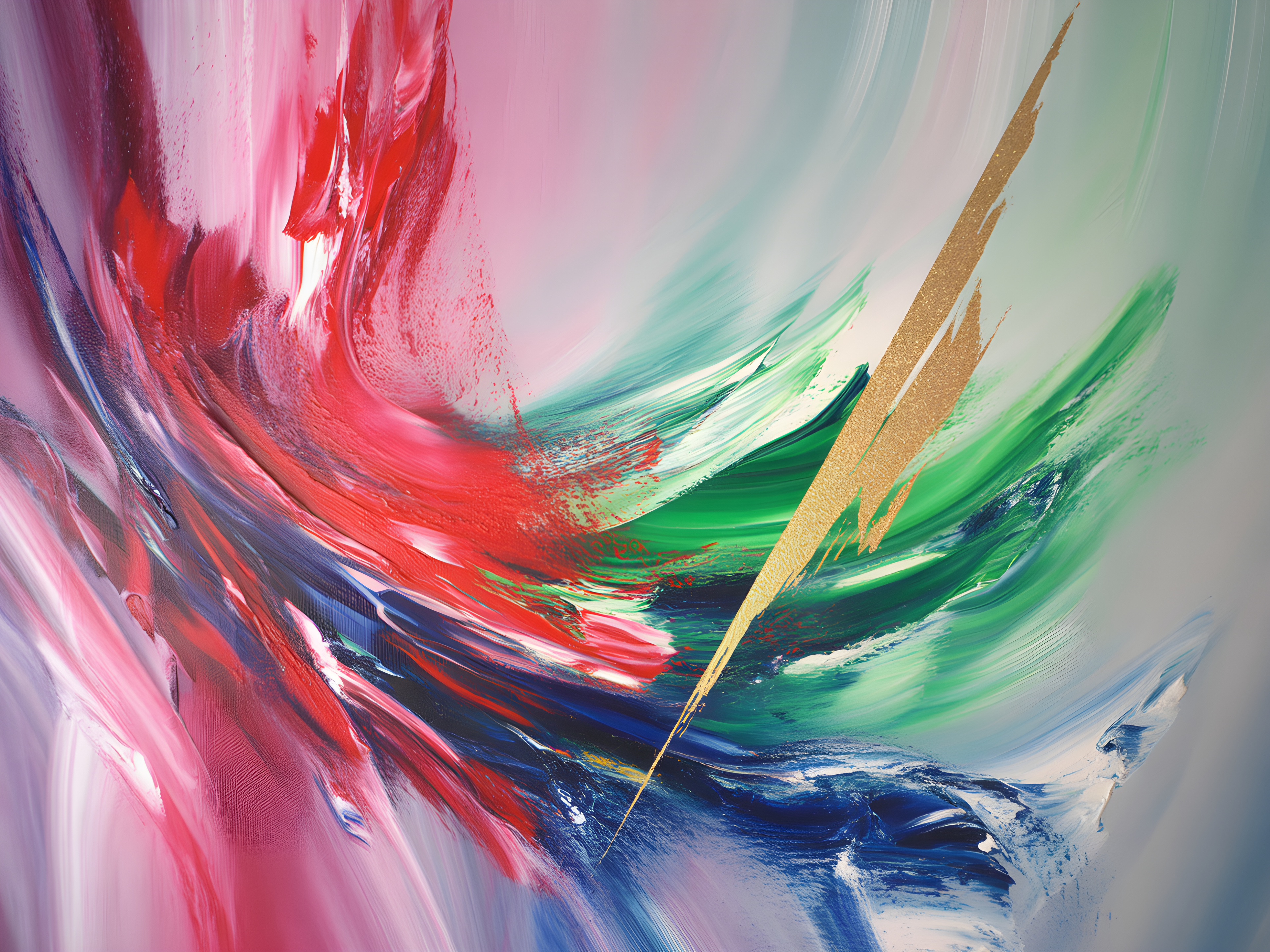 Abstract Fluid Motion Pink Red Green Blue Wall Art