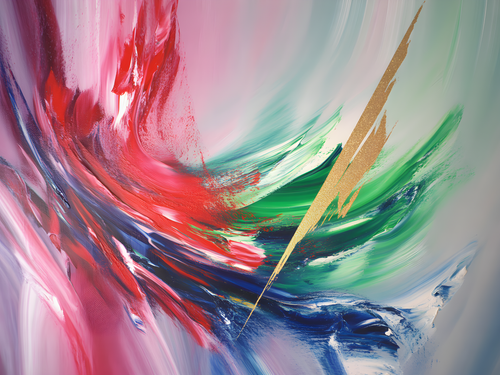 Abstract Fluid Motion Pink Red Green Blue Wall Art