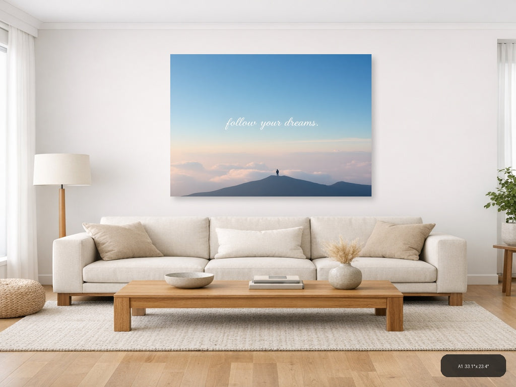 Minimalist Mountain Peak Motivational Wall Art — A1 / Living Room