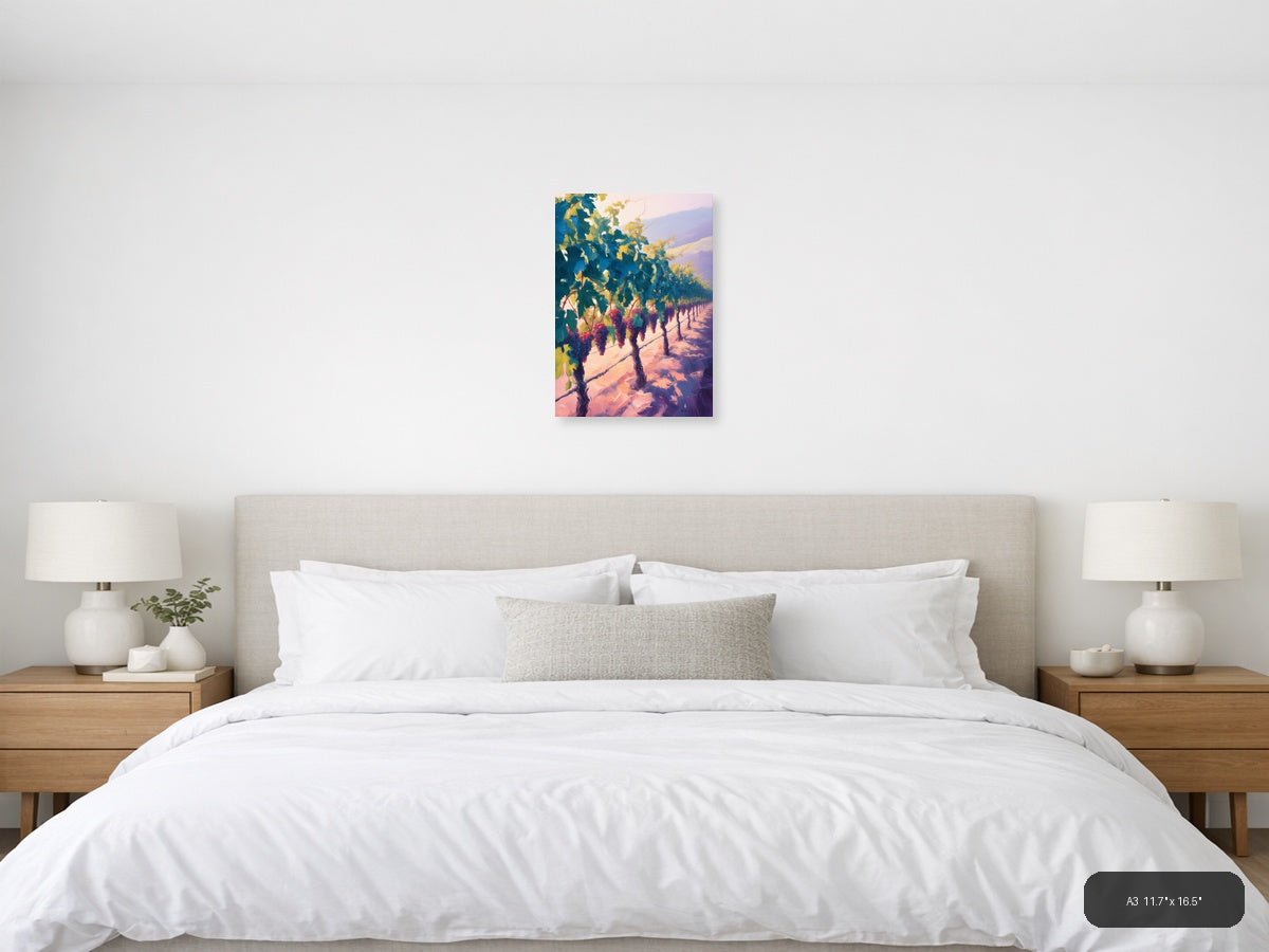 Vineyard Sunset Abstract Landscape Wall Art — A3 / Bedroom