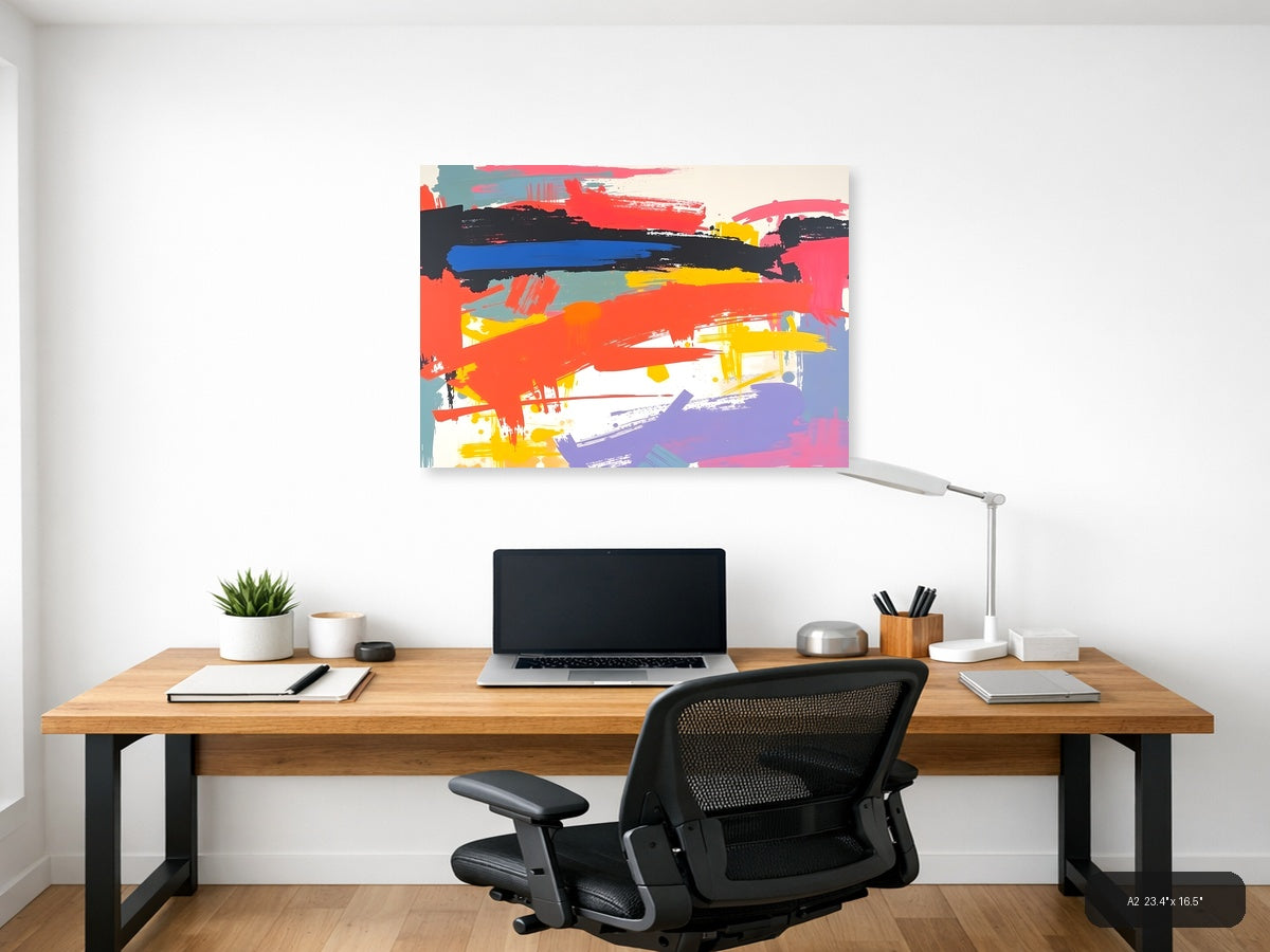 Colorful Abstract Brushstrokes Landscape Wall Art — A2 / Office