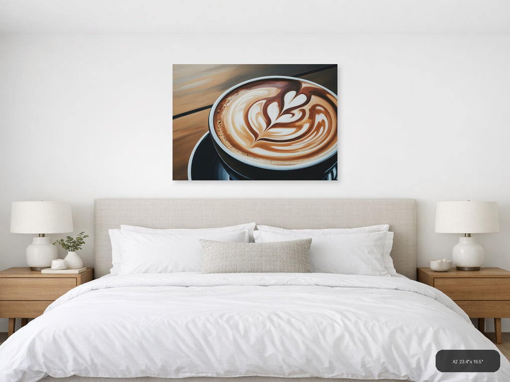 Abstract Latte Art Coffee Cup Landscape Wall Art — A2 / Bedroom