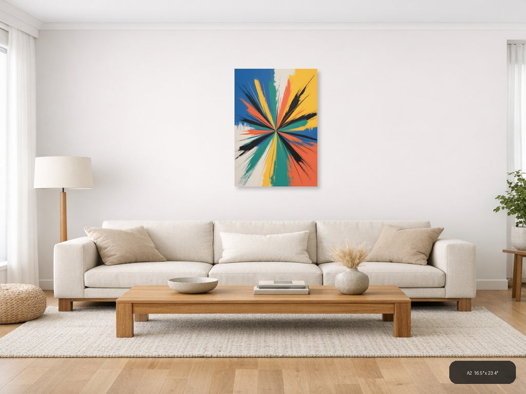 Colorful Radial Burst Abstract Modern Wall Art — A2 / Living Room
