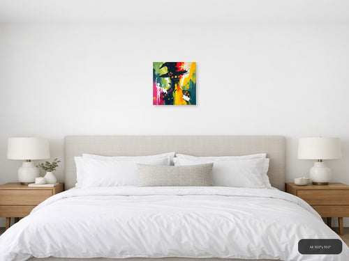 Abstract Colorful Skull with Crow Hat Modern Wall Art — A4 / Bedroom