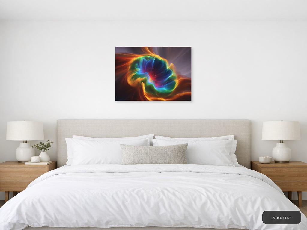 Colorful Abstract Energy Swirl Modern Wall Art — A3 / Bedroom