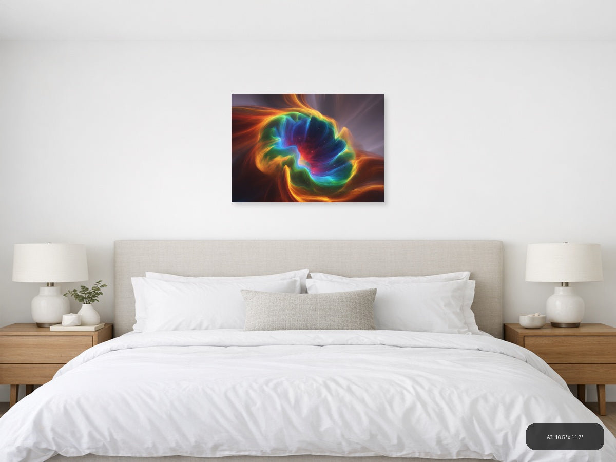 Colorful Abstract Energy Swirl Modern Wall Art — A3 / Bedroom