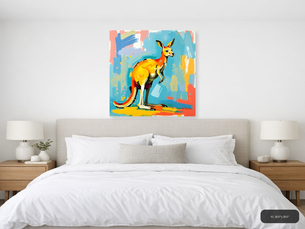 Colorful Abstract Kangaroo Pop Art Wall Art — A1 / Bedroom
