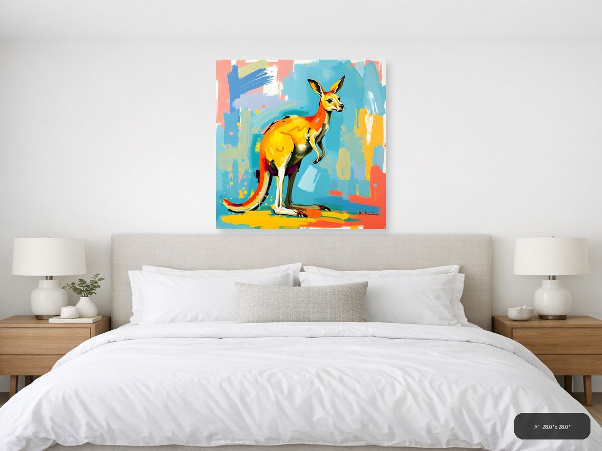 Colorful Abstract Kangaroo Pop Art Wall Art — A1 / Bedroom