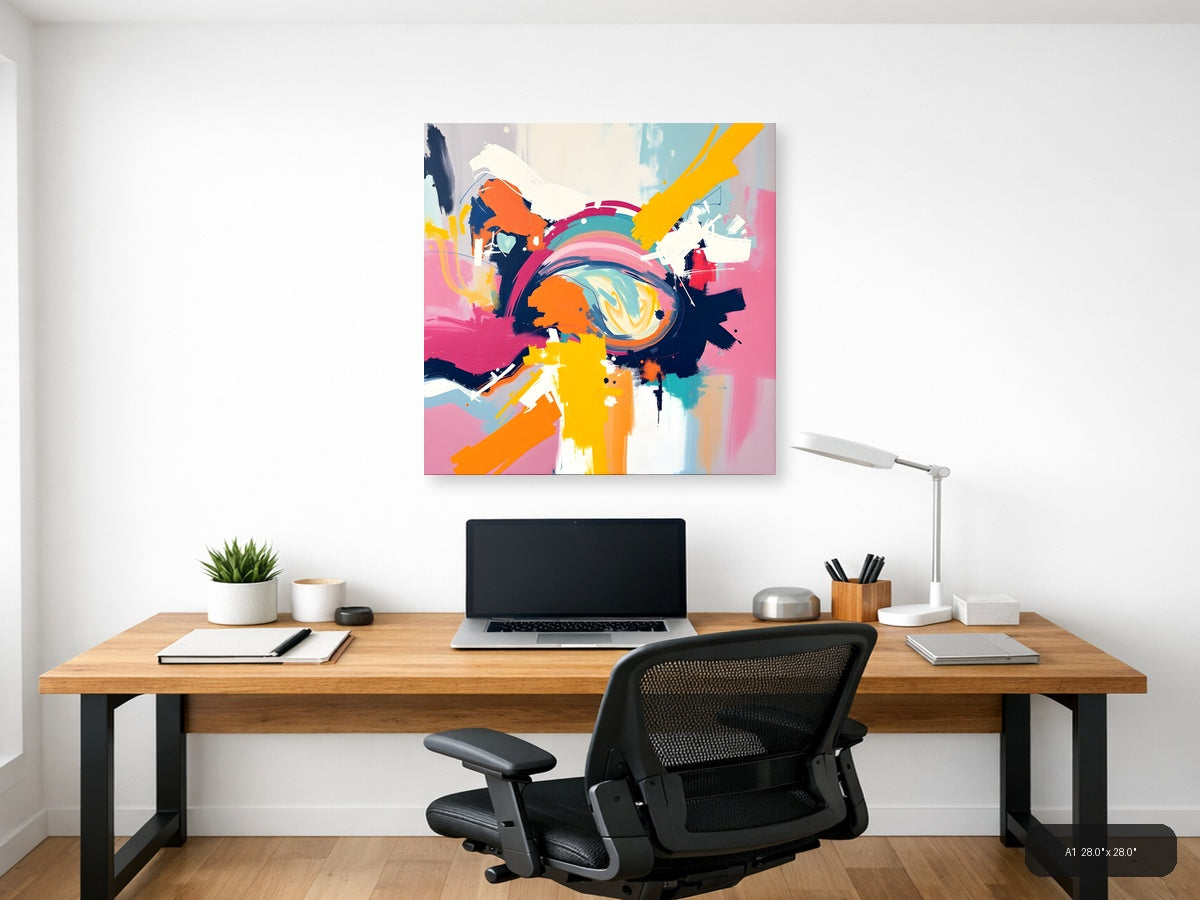 Vibrant Abstract Circle Burst Colorful Wall Art — A1 / Office