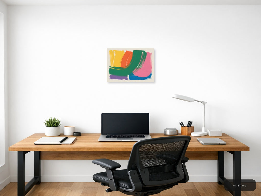 Vibrant Abstract Brushstrokes Landscape Wall Art — A4 / Office