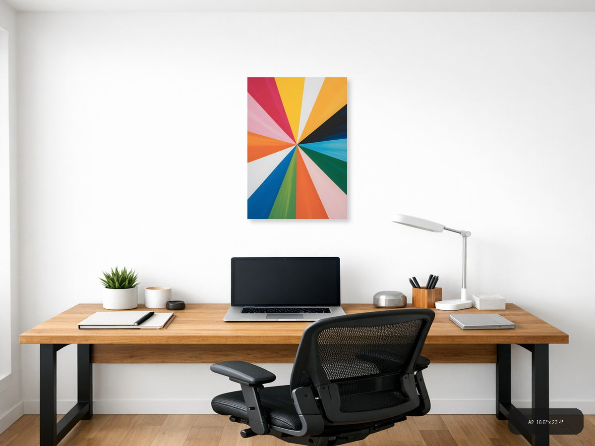 Colorful Radiant Sunburst Abstract Portrait Wall Art — A2 / Office