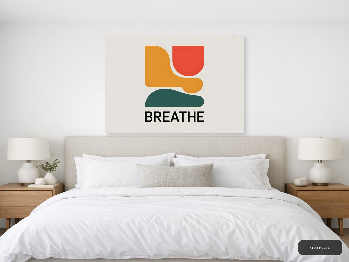 Minimalist Breathe Abstract Shapes Landscape Wall Art — A1 / Bedroom