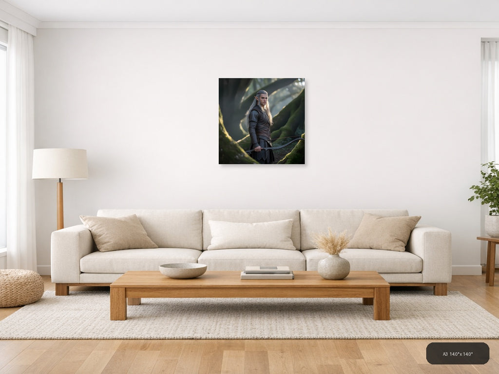 Elven Archer in Enchanted Forest Photography Wall Art — A3 / Living Room