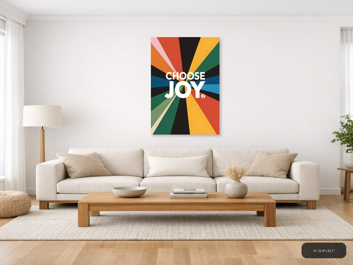 Choose Joy Colorful Radial Sunburst Photography Wall Art — A1 / Living Room