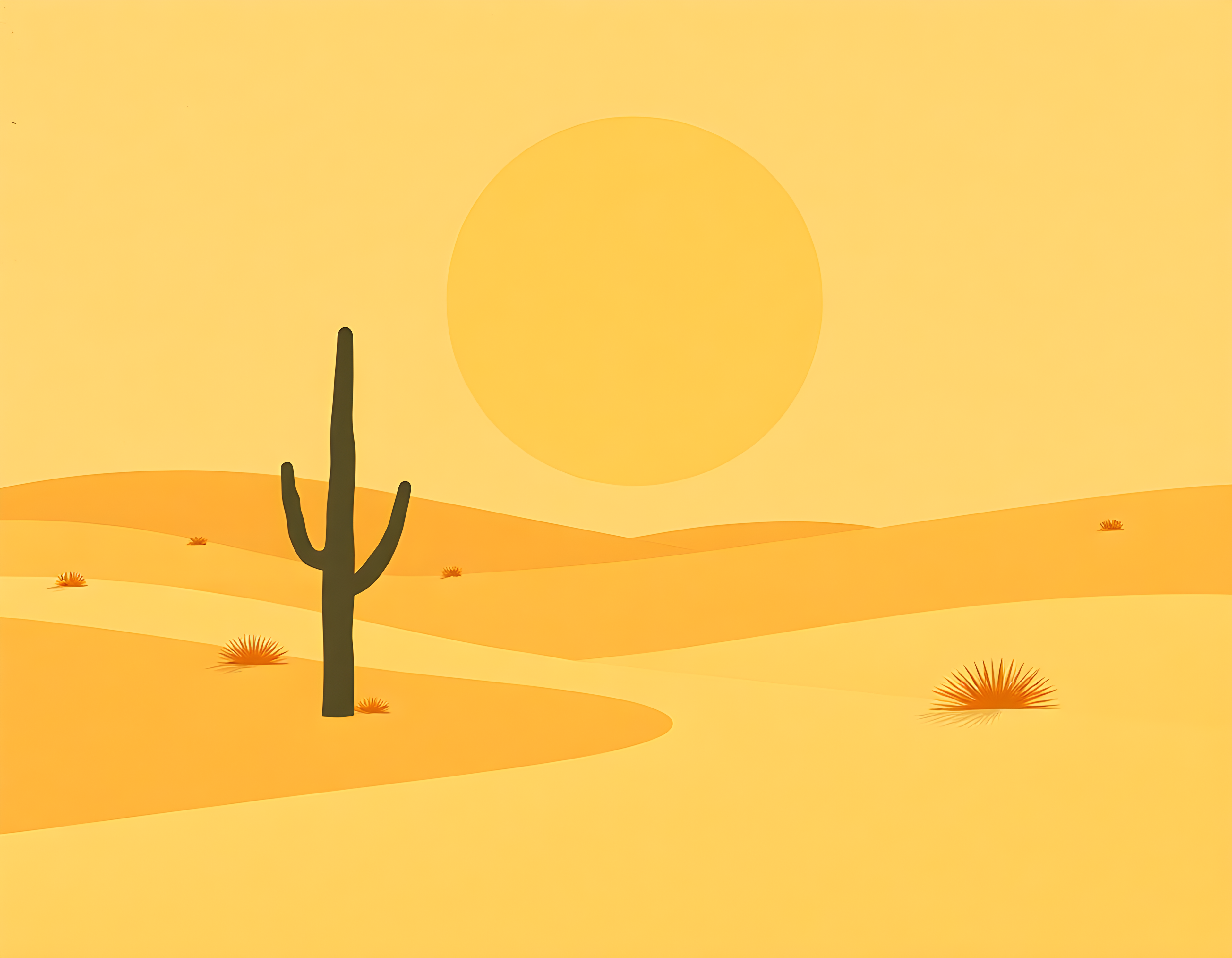 Vintage Desert Saguaro Cactus Sunset Landscape Wall Art