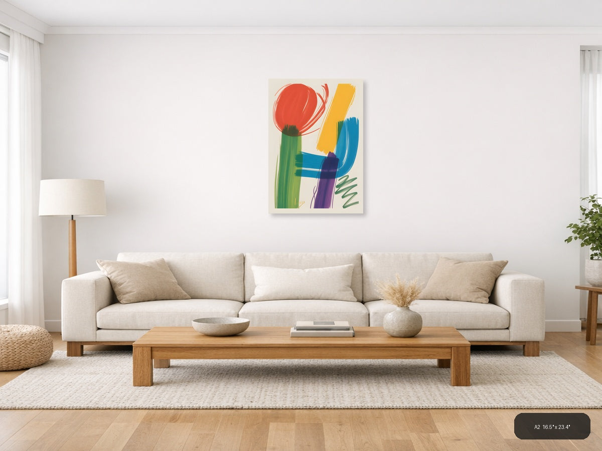 Abstract Colorful Botanical Forms Modern Wall Art — A2 / Living Room