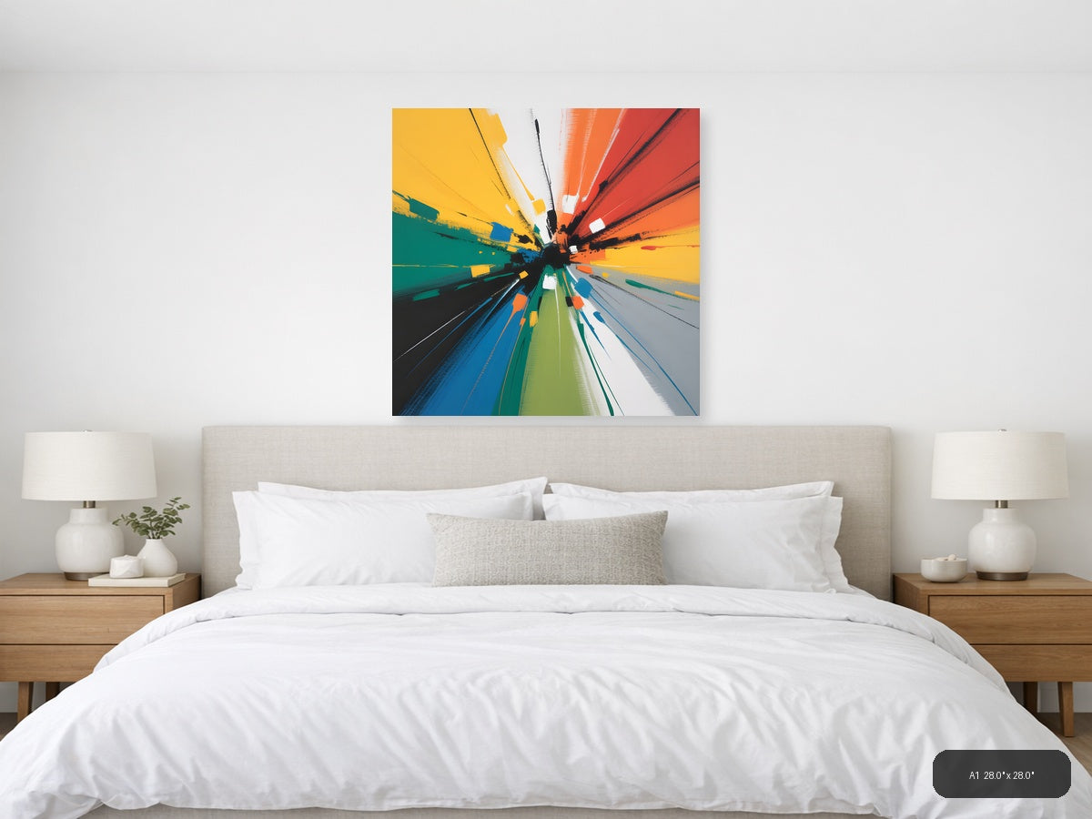 Vibrant Radiant Abstract Burst Multicolor Wall Art — A1 / Bedroom