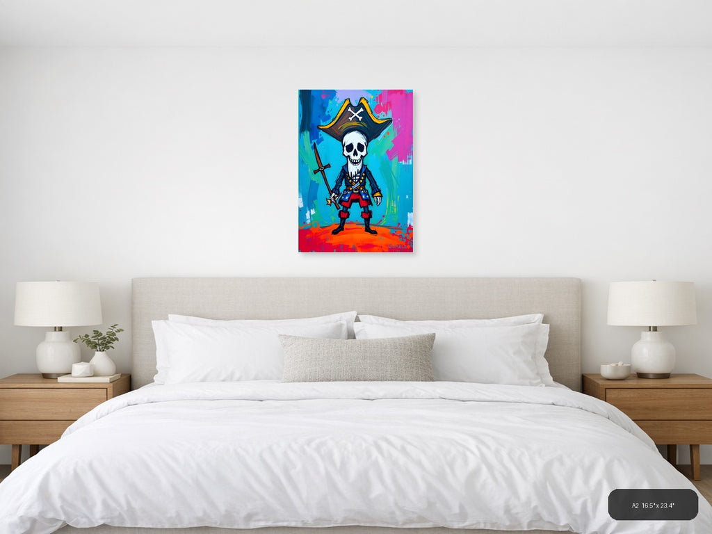 Pirate Skull Captain Abstract Colorful Wall Art — A2 / Bedroom