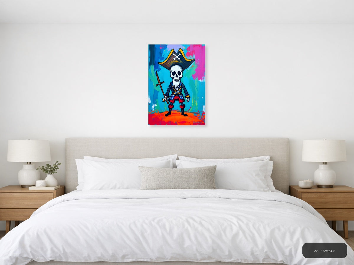 Pirate Skull Captain Abstract Colorful Wall Art — A2 / Bedroom