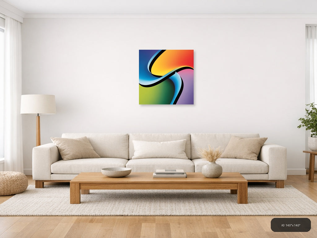 Colorful Abstract Wave Photography Wall Art — A3 / Living Room