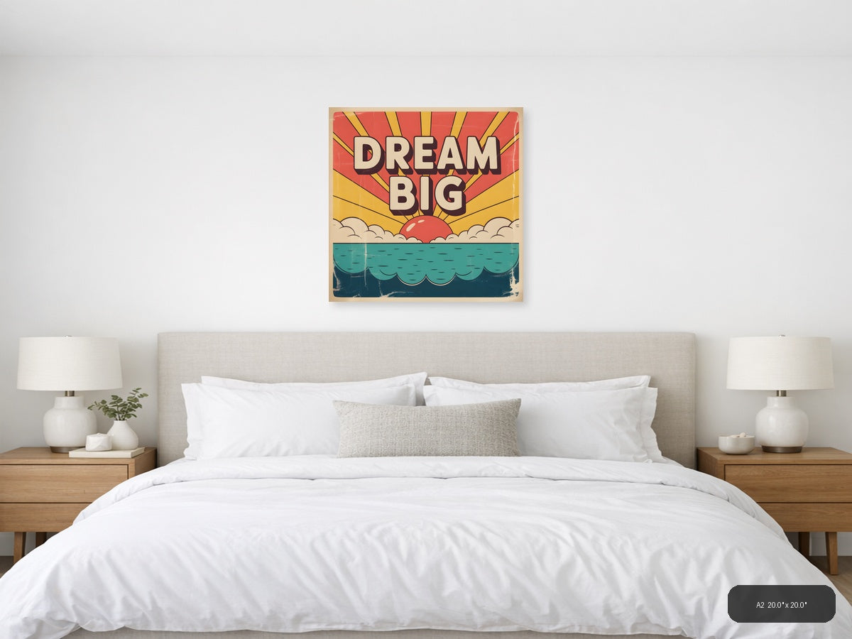 Dream Big Vintage Sunrise Ocean Wall Art — A2 / Bedroom
