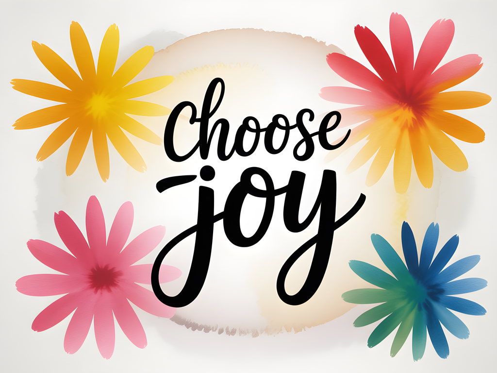 Choose Joy Watercolor Flowers Landscape Wall Art