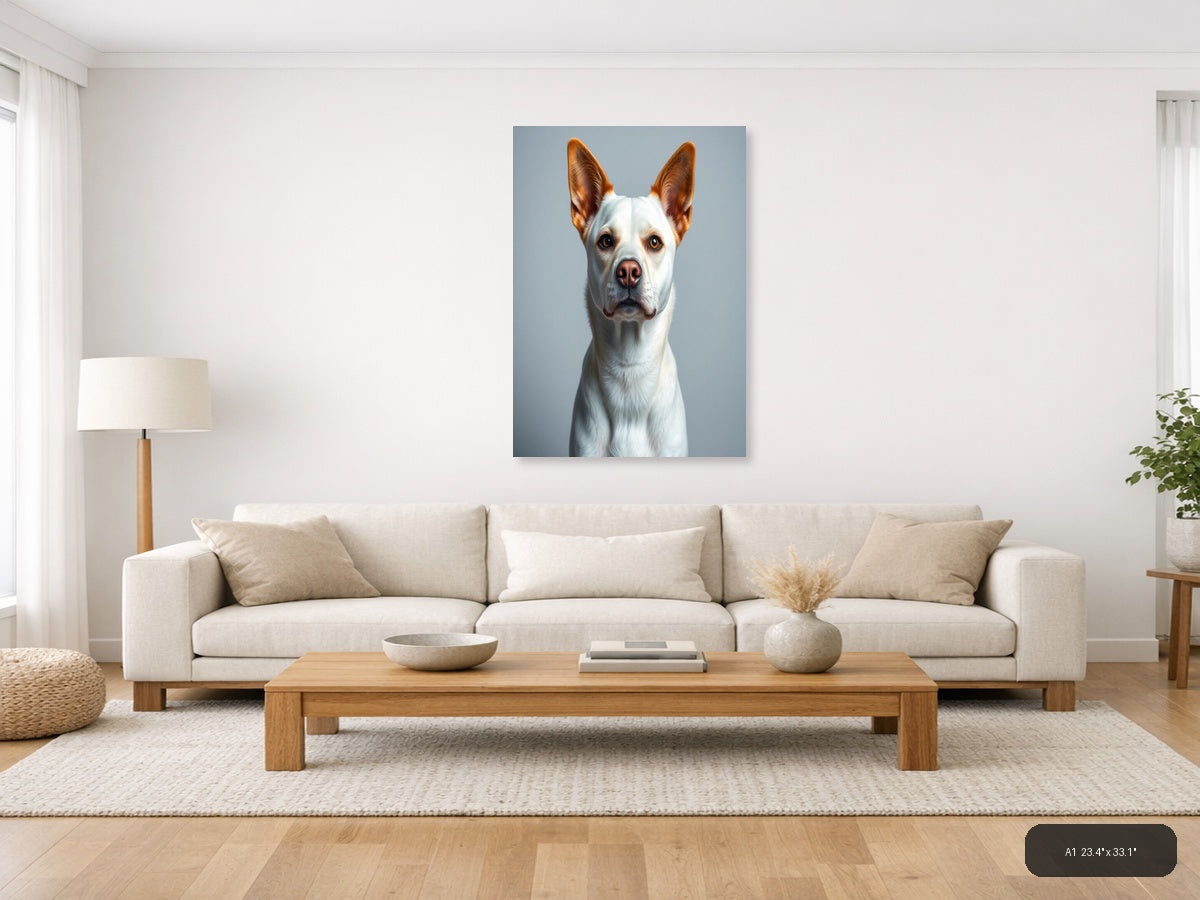 White & Brown Chihuahua Portrait Photography Wall Art — A1 / Living Room