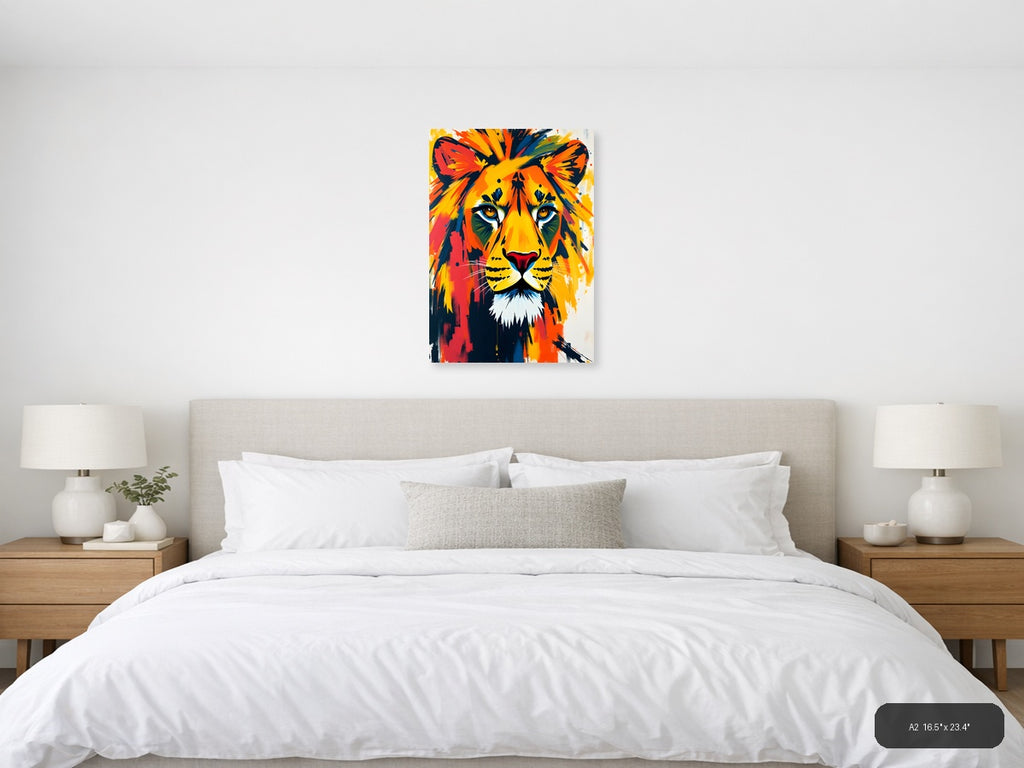 Colorful Lion Head Abstract Pop Art Wall Art — A2 / Bedroom