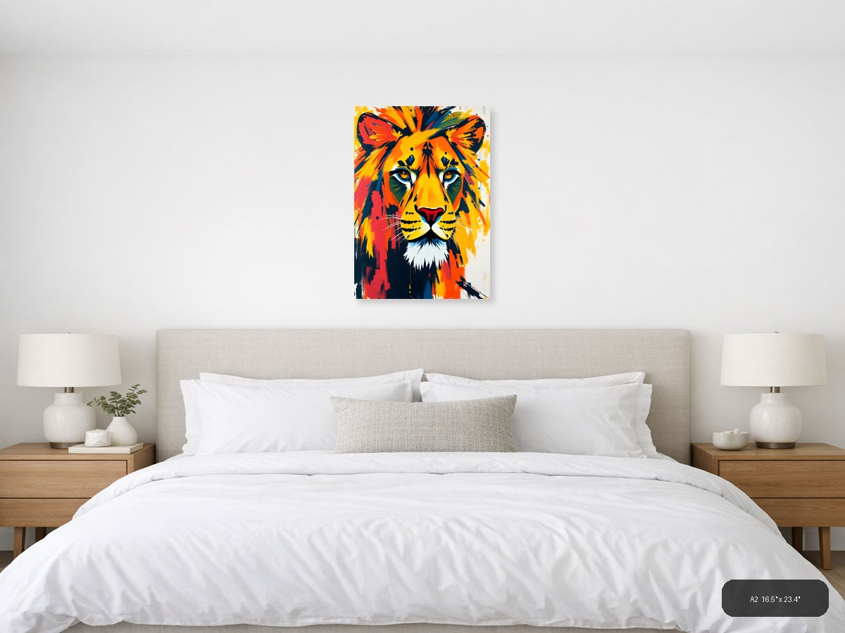 Vibrant Abstract Lion Head Colorful Wall Art — A2 / Bedroom