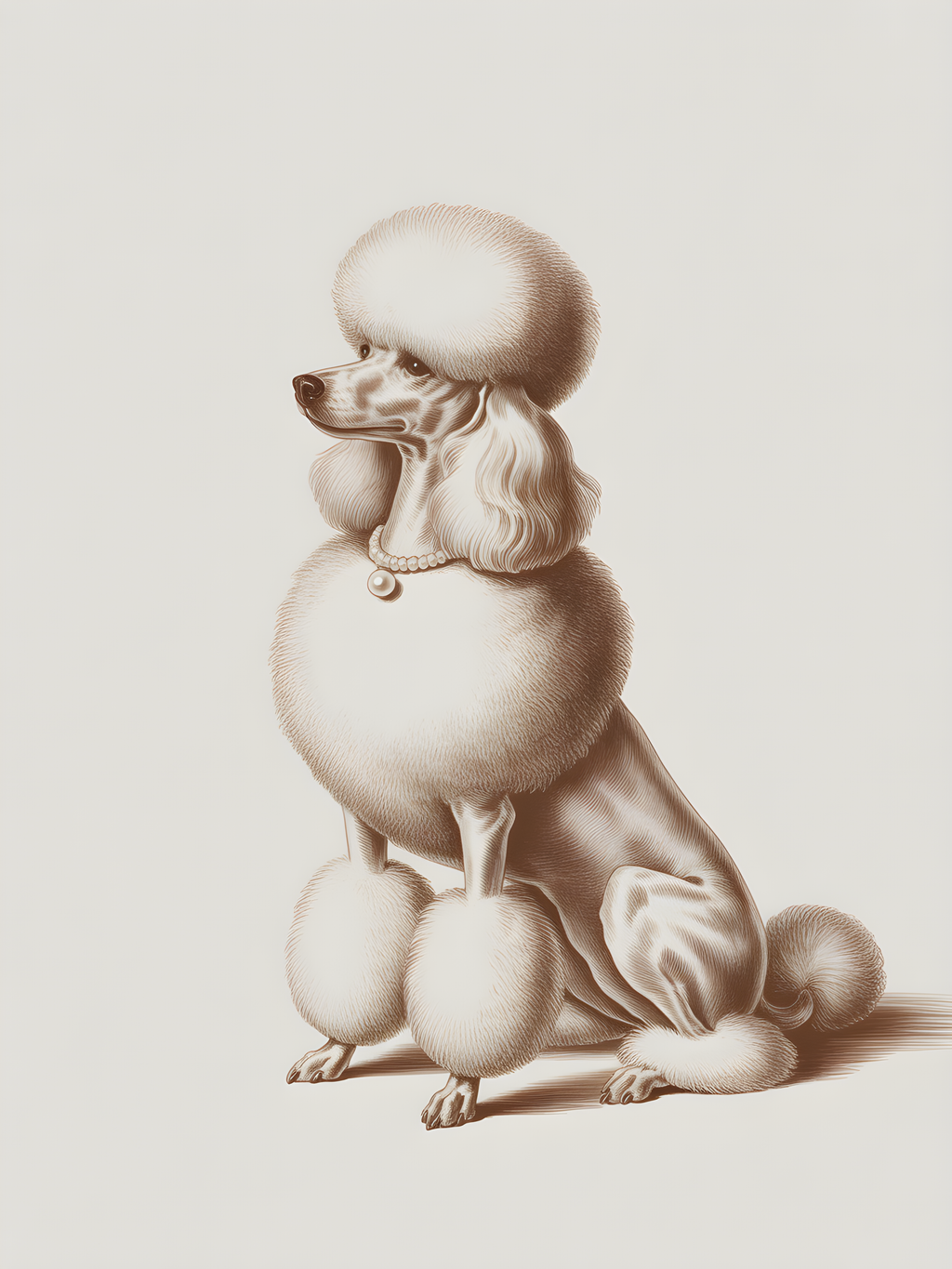 Classic Poodle Portrait Minimalist Wall Art