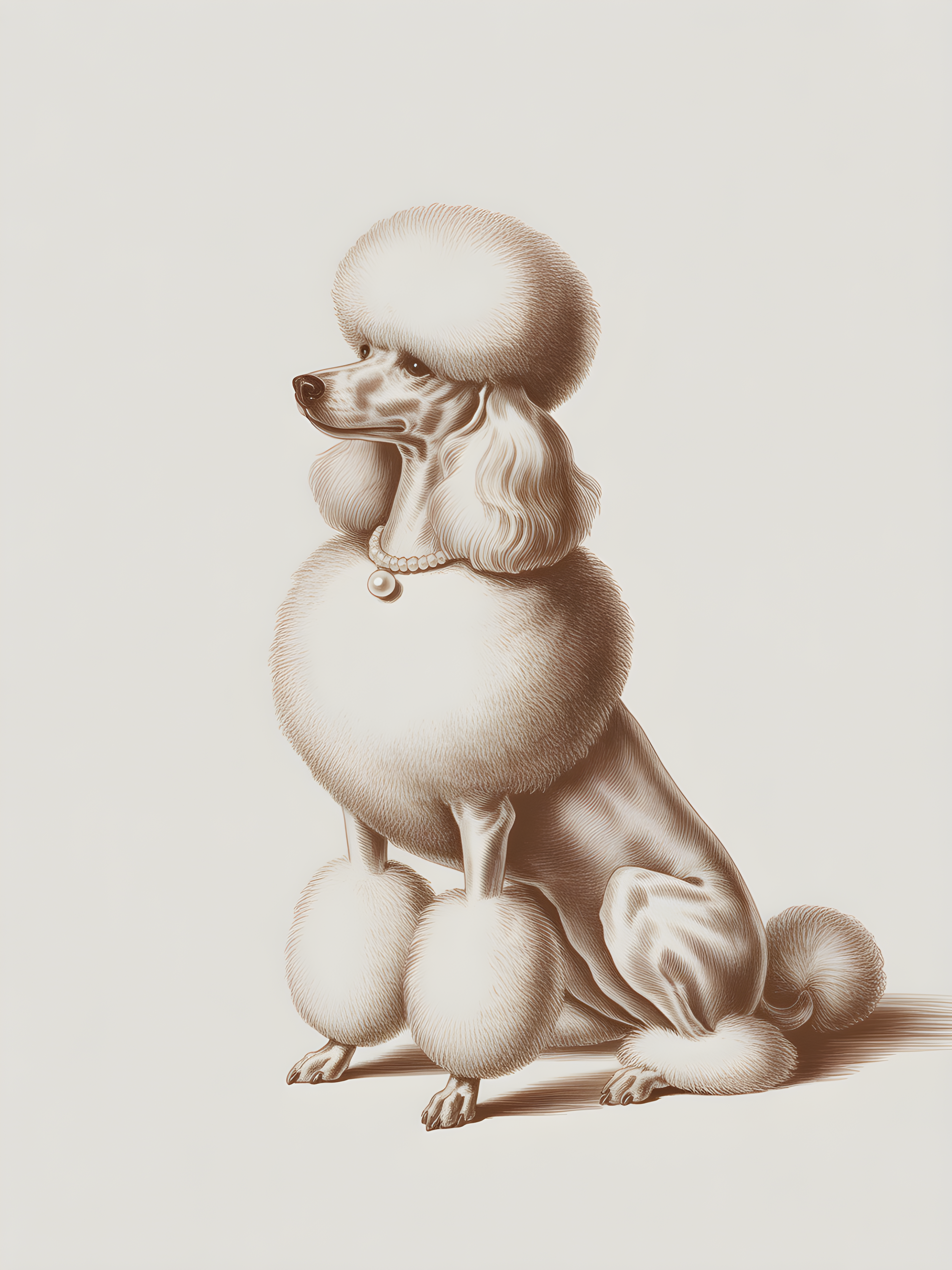 Classic Poodle Portrait Minimalist Wall Art