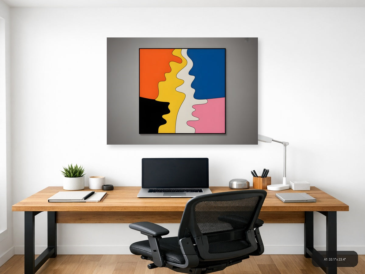 Colorful Pop Art Profile Faces Wall Art — A1 / Office