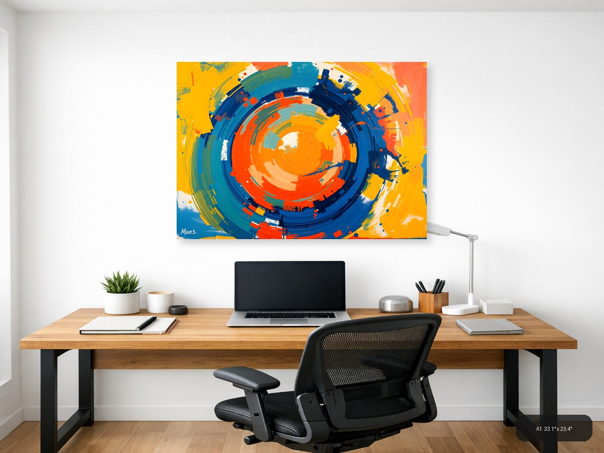 Vibrant Concentric Circles Abstract Modern Wall Art — A1 / Office