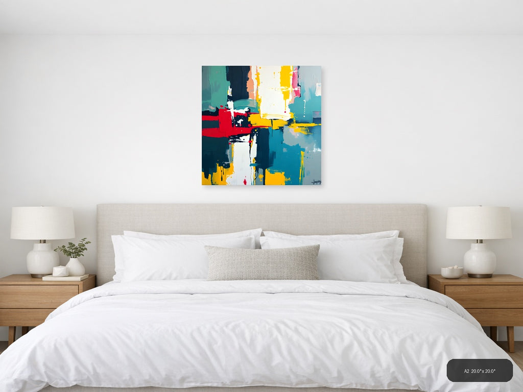 Vibrant Abstract Geometric Composition Modern Wall Art — A2 / Bedroom
