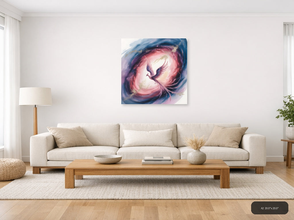 Mystical Phoenix Rising Watercolor Wall Art — A2 / Living Room