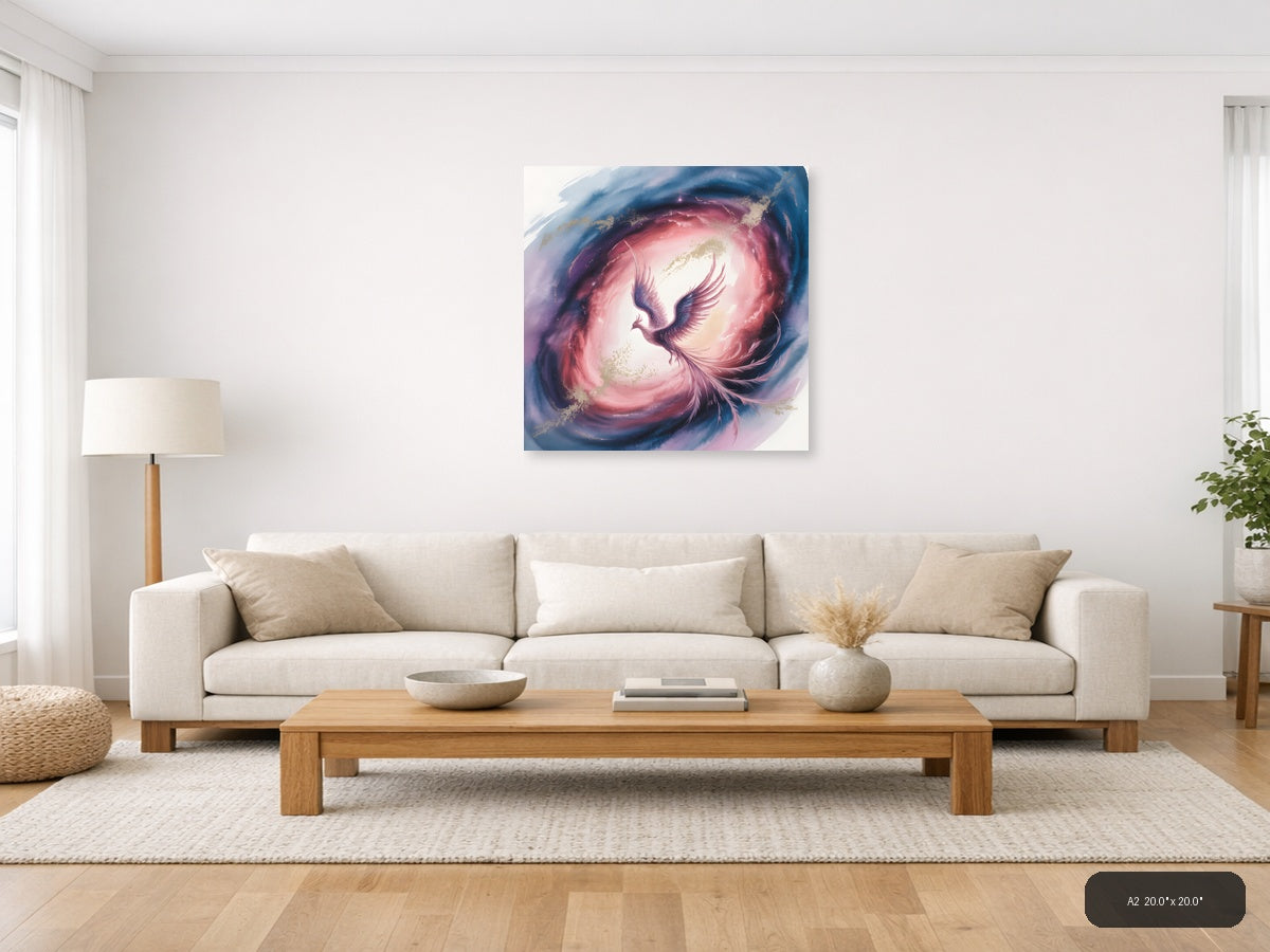 Mystical Phoenix Rising Watercolor Wall Art — A2 / Living Room