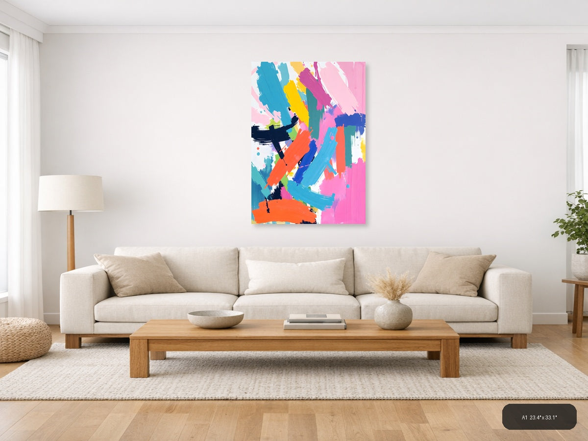 Vibrant Abstract Brushstrokes Colorful Modern Wall Art — A1 / Living Room