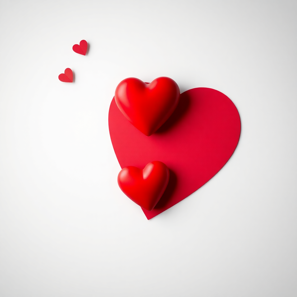 Red Hearts 3D Minimalist Design | Modern Love Canvas Wall Art