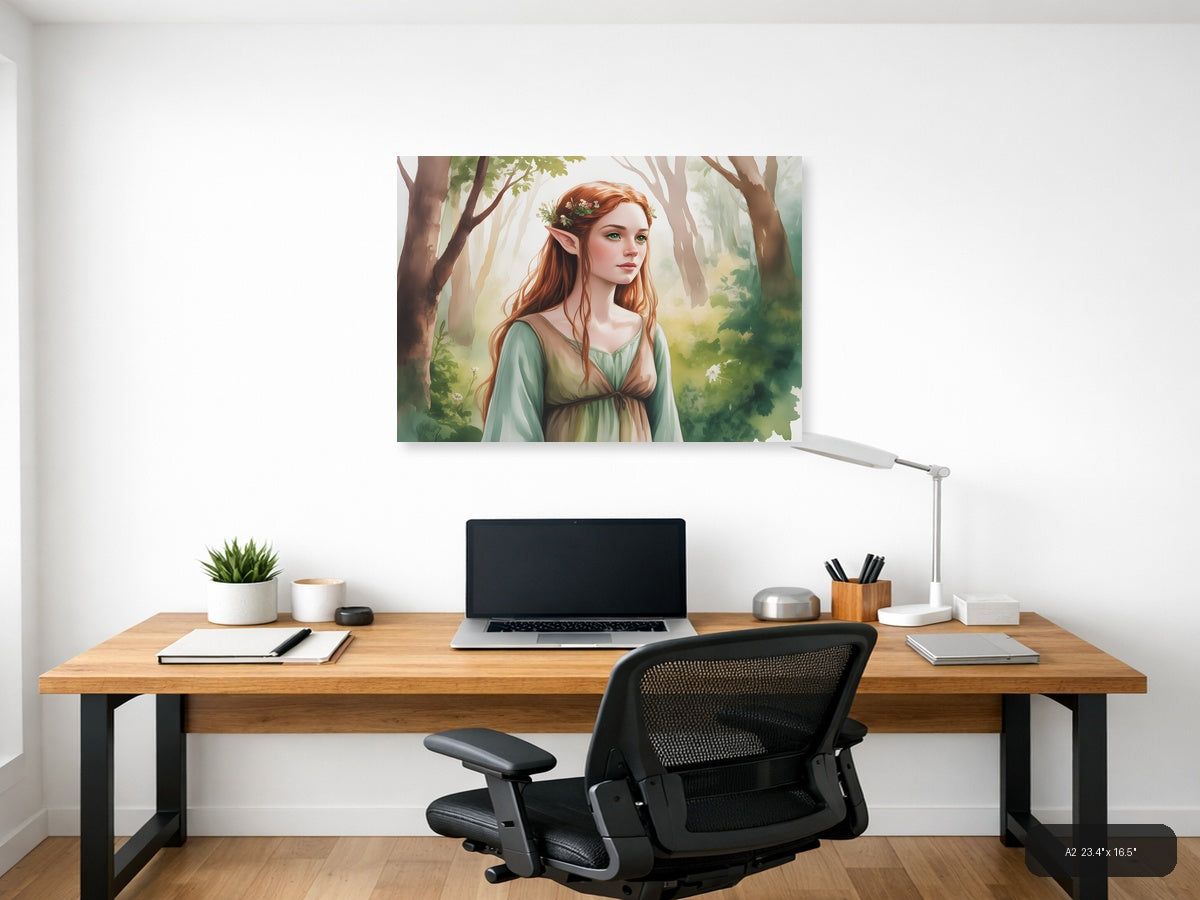 Elf Forest Watercolor Portrait Wall Art — A2 / Office