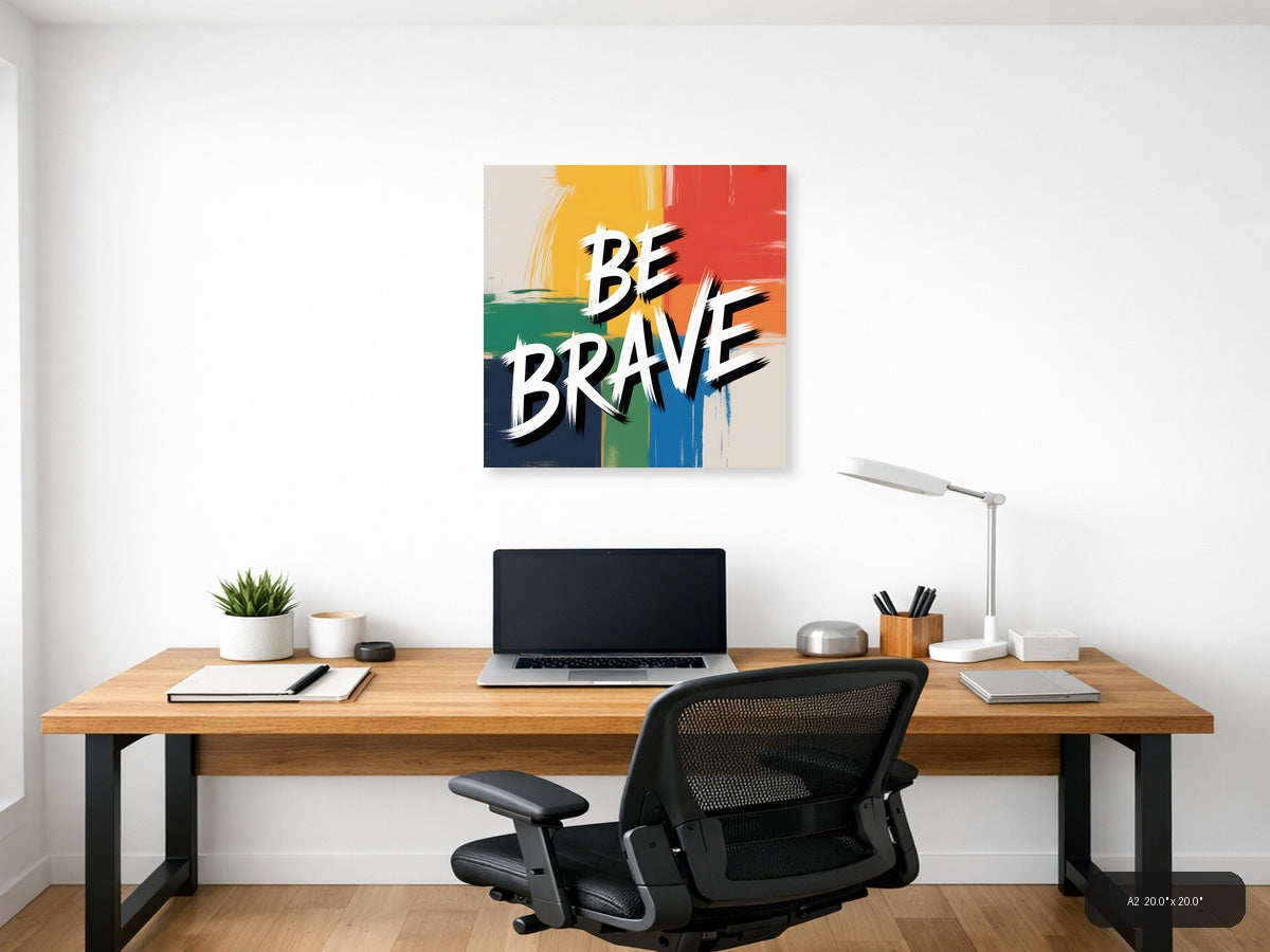 Be Brave Abstract Colorblock Canvas Wall Art — A2 / Office
