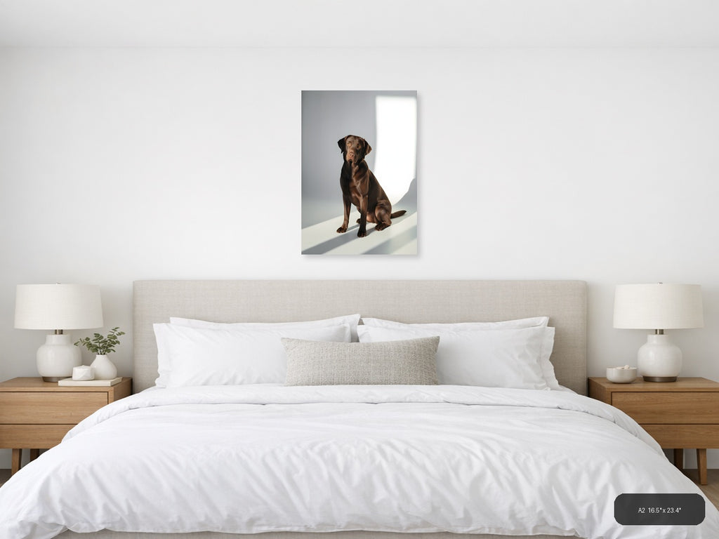 Chocolate Labrador Portrait Minimalist Wall Art — A2 / Bedroom