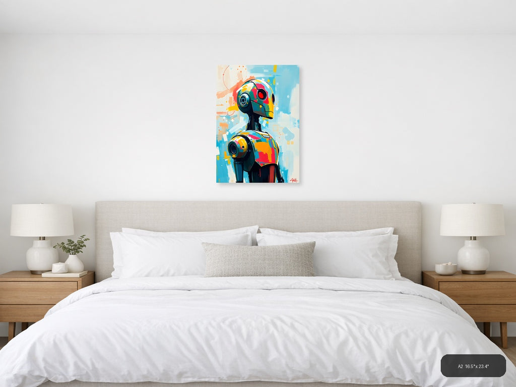 Colorful Robot Head Abstract Portrait Wall Art — A2 / Bedroom