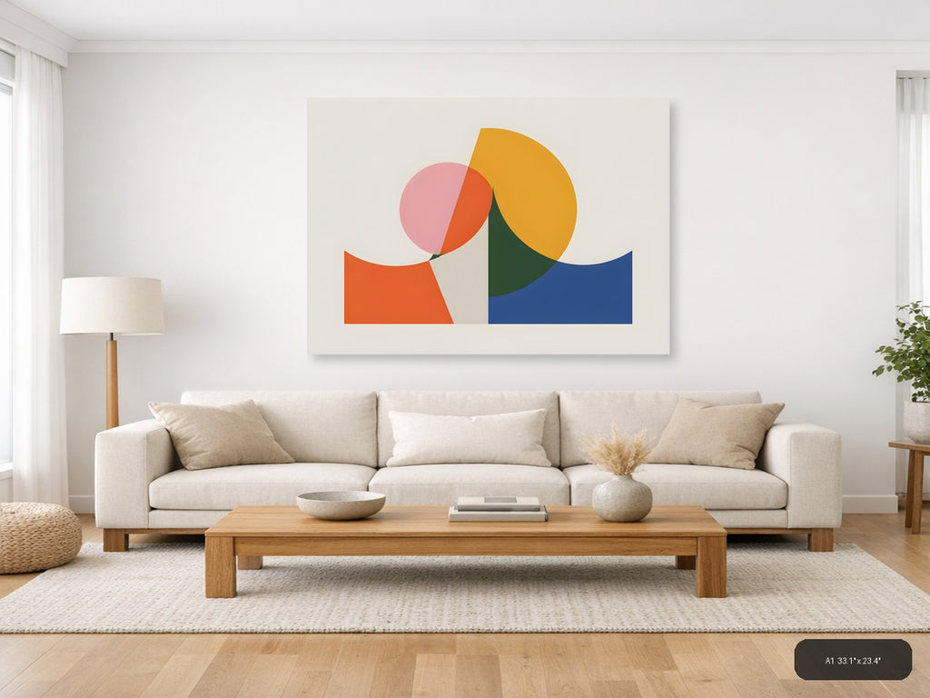 Minimalist Geometric Shapes Abstract Landscape Wall Art — A1 / Living Room